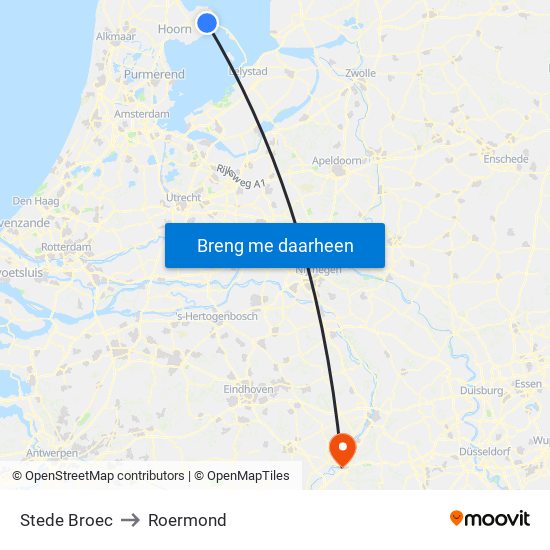 Stede Broec to Roermond map