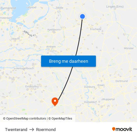 Twenterand to Roermond map