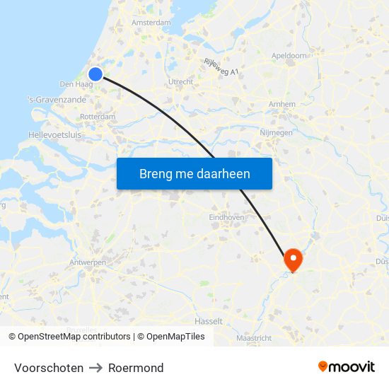 Voorschoten to Roermond map