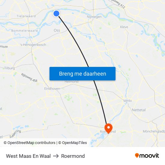 West Maas En Waal to Roermond map