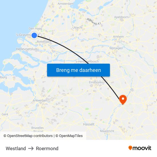Westland to Roermond map