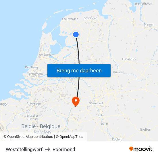 Weststellingwerf to Roermond map