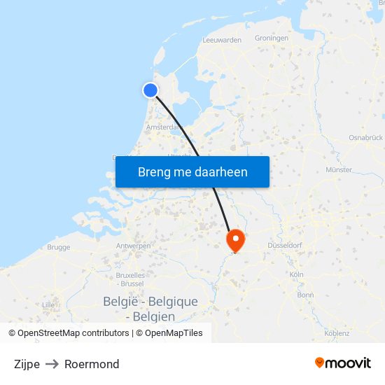 Zijpe to Roermond map