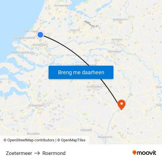 Zoetermeer to Roermond map