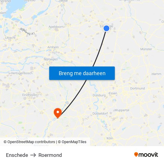 Enschede to Roermond map