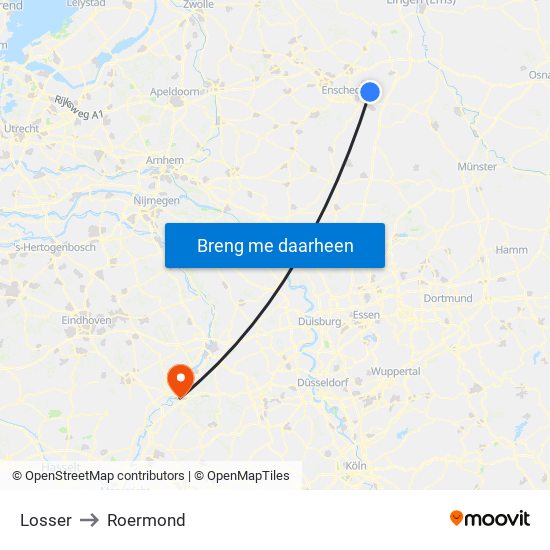 Losser to Roermond map