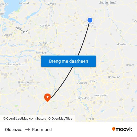 Oldenzaal to Roermond map