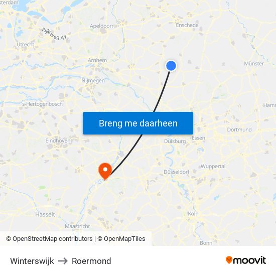 Winterswijk to Roermond map