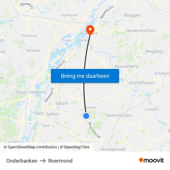 Onderbanken to Roermond map