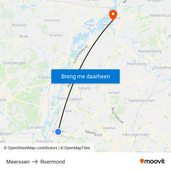 Meerssen to Roermond map