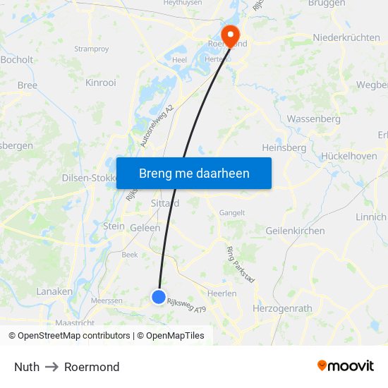 Nuth to Roermond map