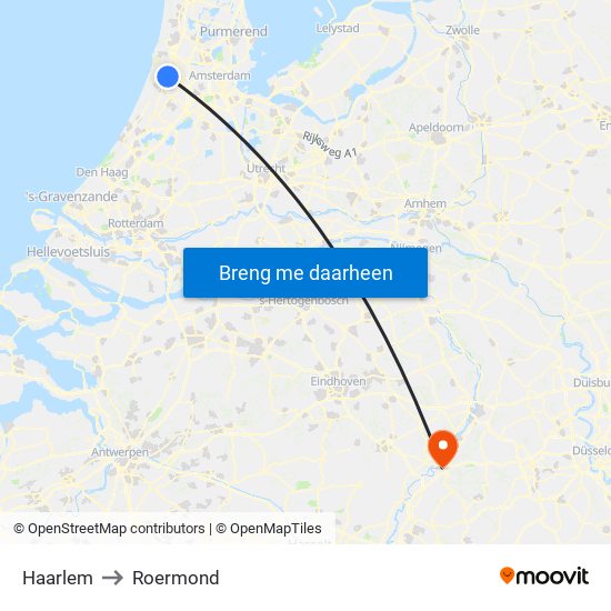 Haarlem to Roermond map