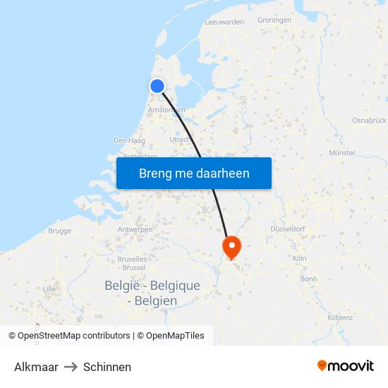 Alkmaar to Schinnen map