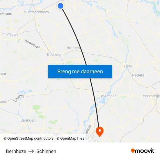 Bernheze to Schinnen map