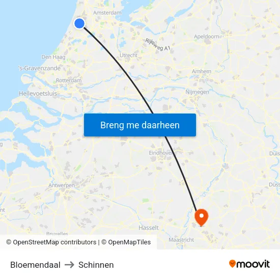 Bloemendaal to Schinnen map