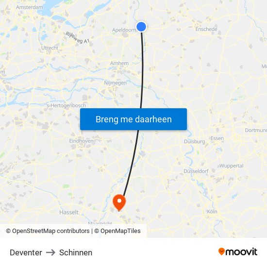 Deventer to Schinnen map
