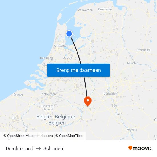 Drechterland to Schinnen map