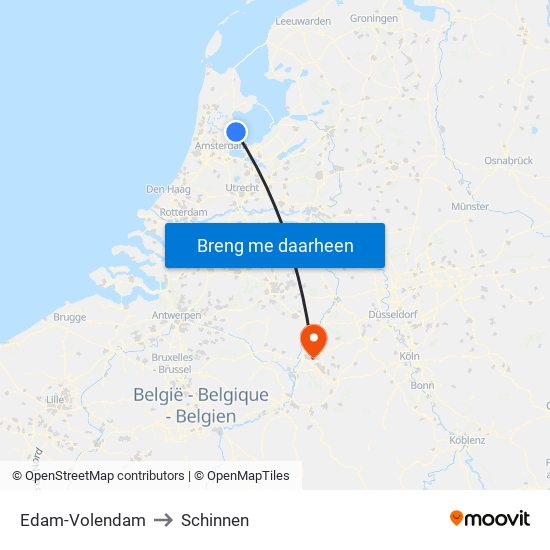 Edam-Volendam to Schinnen map