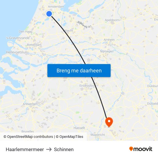 Haarlemmermeer to Schinnen map
