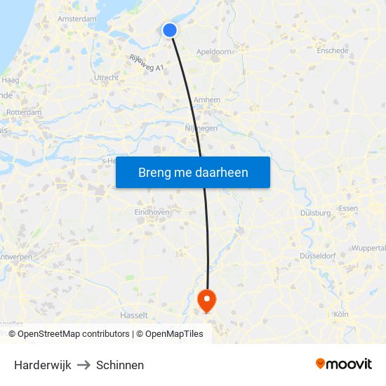 Harderwijk to Schinnen map