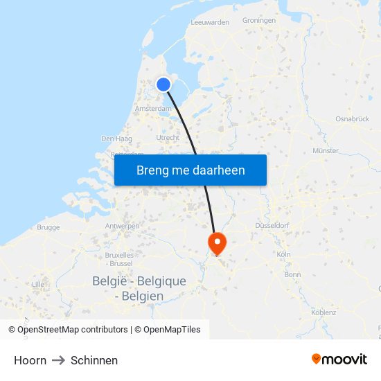 Hoorn to Schinnen map