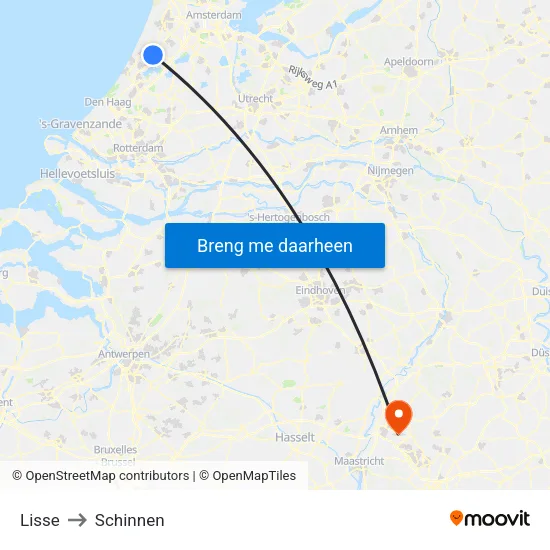 Lisse to Schinnen map