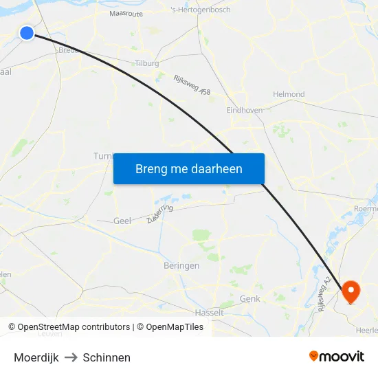 Moerdijk to Schinnen map