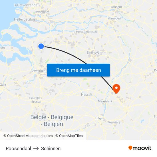 Roosendaal to Schinnen map