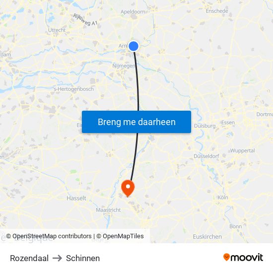 Rozendaal to Schinnen map