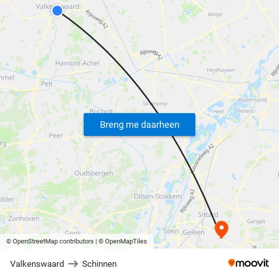 Valkenswaard to Schinnen map