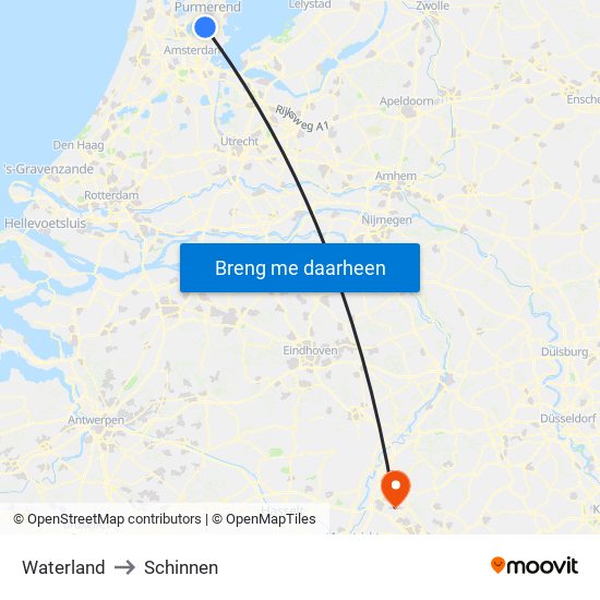 Waterland to Schinnen map