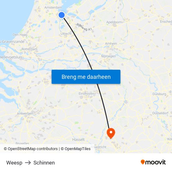 Weesp to Schinnen map