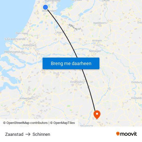 Zaanstad to Schinnen map