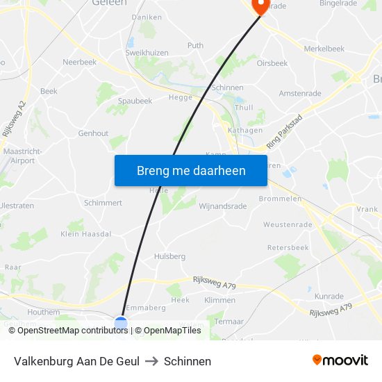 Valkenburg Aan De Geul to Schinnen map