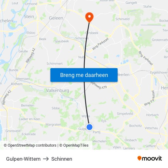 Gulpen-Wittem to Schinnen map