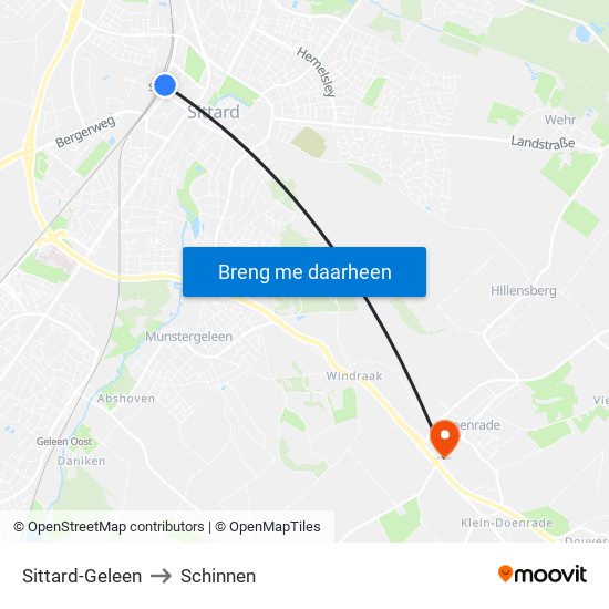 Sittard-Geleen to Schinnen map