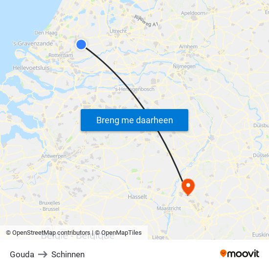 Gouda to Schinnen map