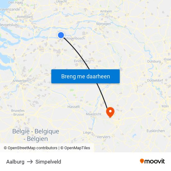 Aalburg to Simpelveld map