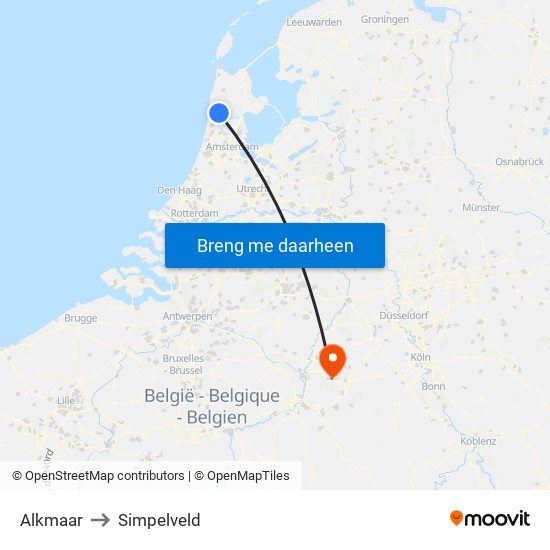 Alkmaar to Simpelveld map