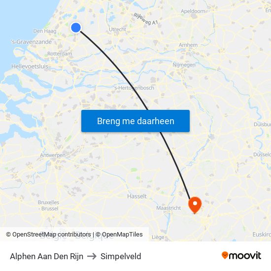 Alphen Aan Den Rijn to Simpelveld map