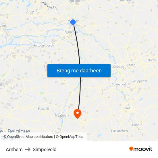 Arnhem to Simpelveld map