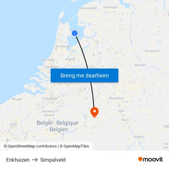 Enkhuizen to Simpelveld map