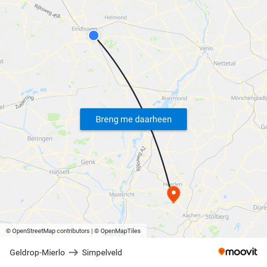 Geldrop-Mierlo to Simpelveld map