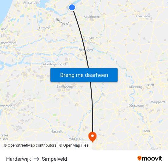 Harderwijk to Simpelveld map