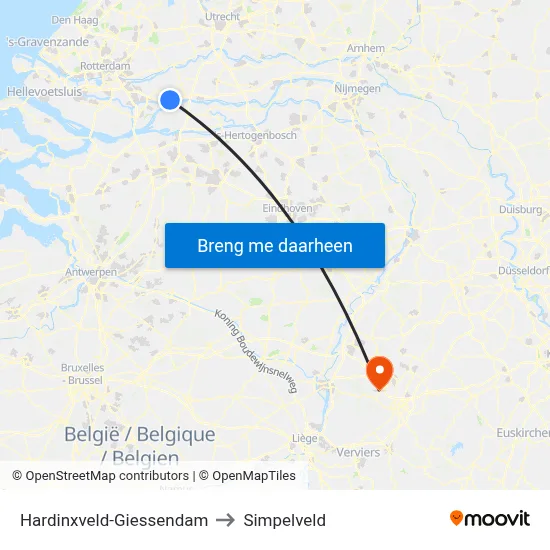 Hardinxveld-Giessendam to Simpelveld map