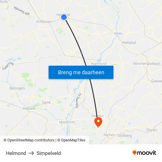 Helmond to Simpelveld map