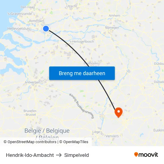 Hendrik-Ido-Ambacht to Simpelveld map