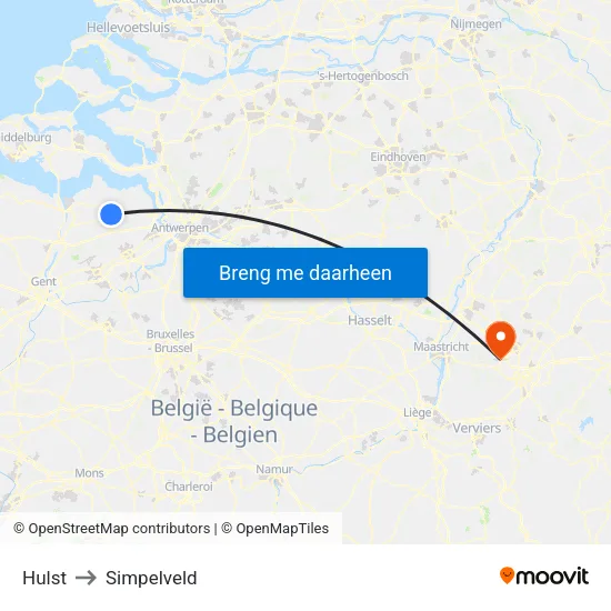 Hulst to Simpelveld map