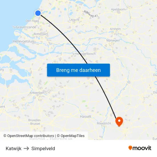 Katwijk to Simpelveld map