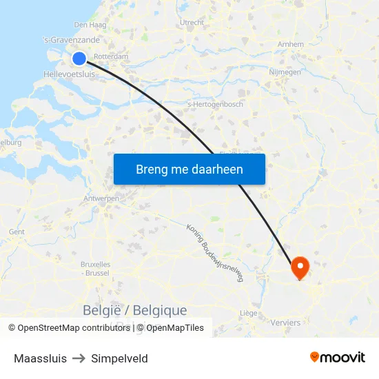 Maassluis to Simpelveld map
